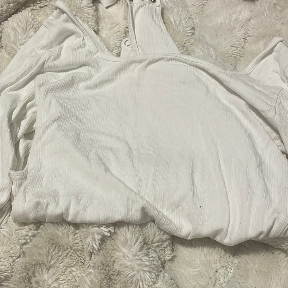White Ribbed Classic body suit